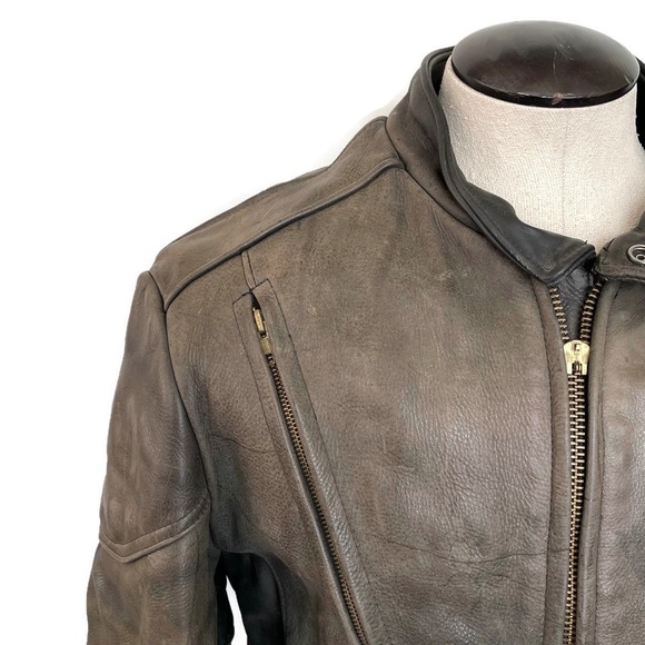 US Made Co Leather Motorcycle Jacket Cafe Racer 44 - Picture 5 of 15